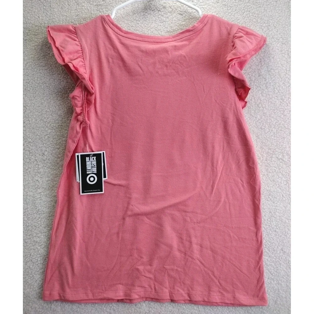 Target Black History‎ Month Kids Ruffle Sleeve Graphic Tee Size XL 14 16 Pink